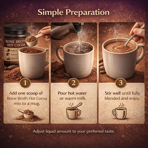 17.6oz/500g (1) Bone Broth Hot Cocoa, Grass-Fed Beef Bone Broth & Collagen Blend with Cocoa Powder