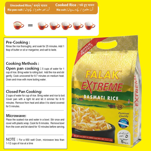 10lb Falak Extreme Basmati Rice - Extra Long Basmati Rice - Resealable Bag - Naturally Aromatic, Aged, Flavorful