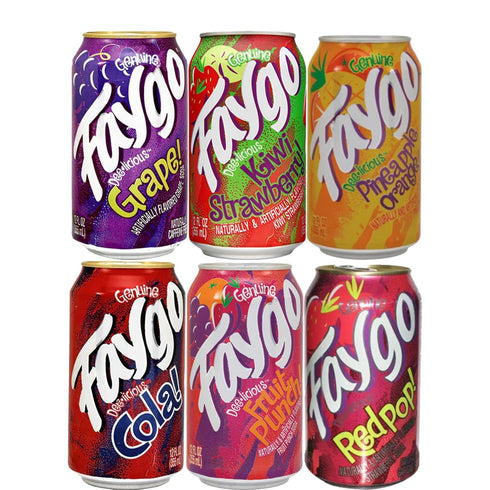 BeeQ (Pack 18) 6 12 oz. - of Faygo Variety Soda, Different Flavors : Redpop , Kiwi Strawberry , Fruit Punch , Pineapple