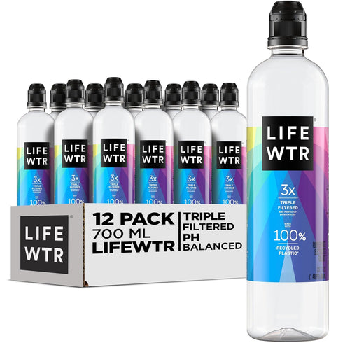 LIFEWTR Premium Purified Water, pH Balanced with Electrolytes, 100% recycled plastic bottles,
