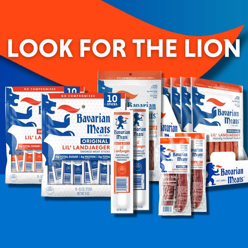 1 (Pack 8) Bavarian Meats Lil' Landjaeger Meat Sticks, Individually Wrapped Smoked Sausage Snacks, Zero Sugar, Great