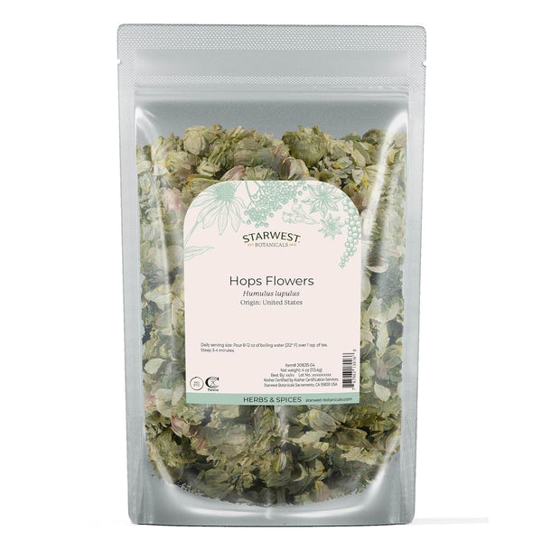 Starwest Botanicals Dried Hops Flowers Whole - Herb for Hot Water &