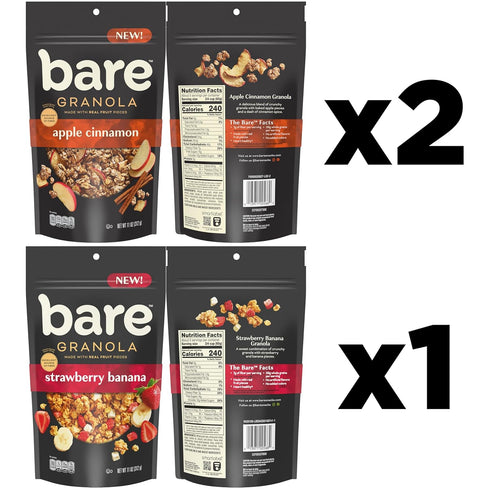 Pack, 11 oz (Pack 3) Bare Granola Cereal Variety Bags