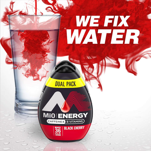 1.62 Oz (Pack 2) MiO Energy Black Cherry Naturally Flavored Liquid Water Enhancer, Fl