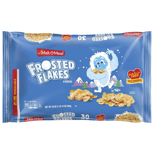Malt-O-Meal Frosted Flakes Breakfast Cereal, Family Size, 30 oz Resealable Bulk Bag