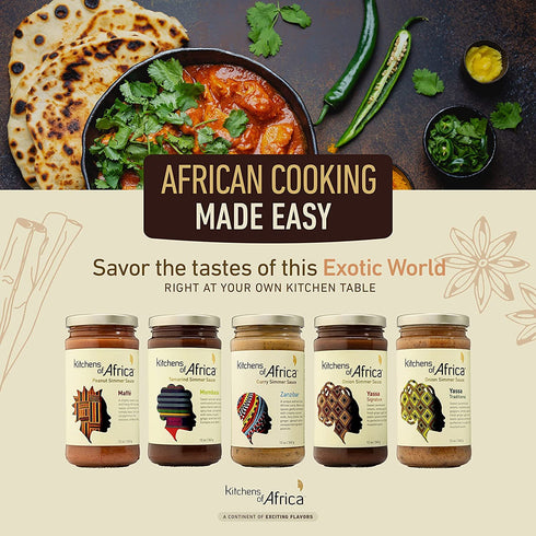 (12 oz Simmer of Africa Yassa Traditional Onion Sauce Jar) African Sauce with Caramelized Onions, Dijon Mustard