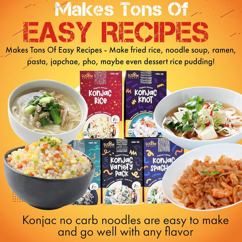 8 Packs Fusion Select Organic Konjac Noodles - Shirataki Rice Plant-Based Substitute - Vegan Konjac Rice