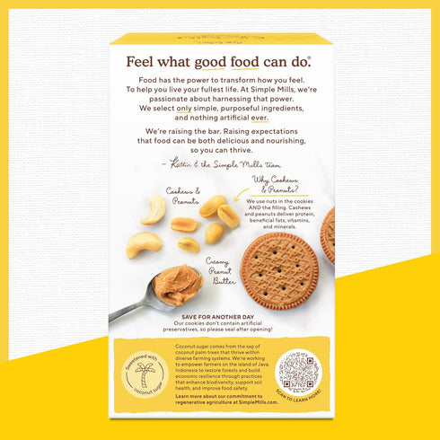 Simple Mills Creamy Peanut Butter Sandwich Cookies - Gluten Free, Vegan Healthy Snacks, 6.7 Ounce (Pack of 1)