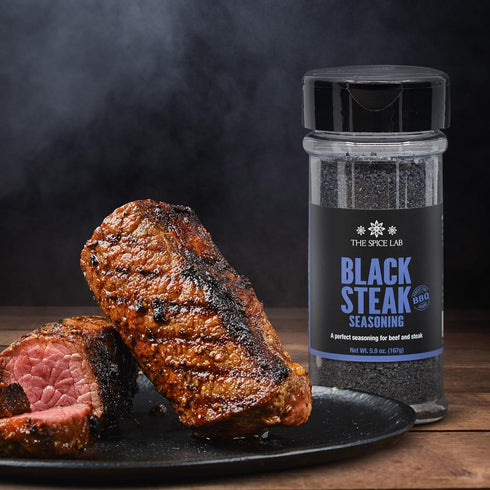The Spice Lab Black Steak Seasoning Premium Charcoal Grill Blend for Meat, Perfect for Chicken, Pork & Beef, Bold
