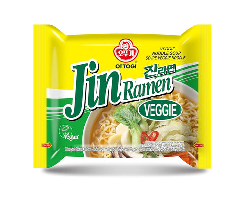 OTTOGI Jin Ramen Veggie, Vegetable Ramen Soup for Vegeterian, Korean Style Instant