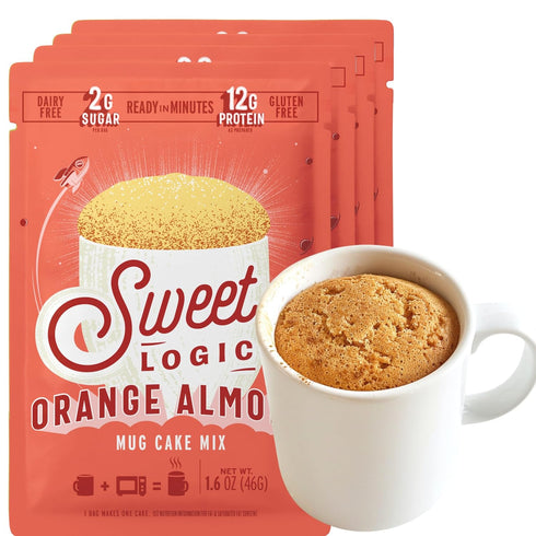 Sweet Logic Keto Dessert Mug Cake Mixes, Orange Almond, Low Sugar, Gluten-Free, 4 Pack