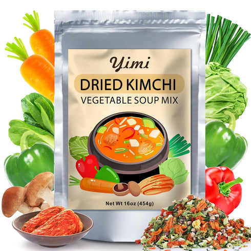 Yimi Kimchi Mushroom Ramen Toppings, Dehydrated Freeze Dried Vegetables, Mixed Veggies Soup