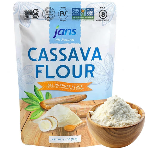 Jans All-Natural Cassava Flour All-Purpose Flour Alternative, 2 lbs, Non-GMO & Gluten-Free,