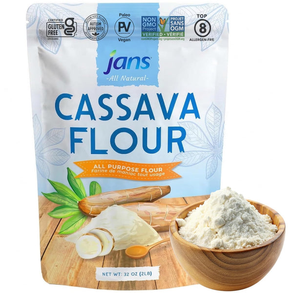 Jans All-Natural Cassava Flour All-Purpose Flour Alternative, 2 lbs, Non-GMO & Gluten-Free,