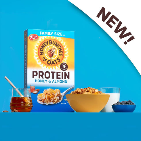 15 oz (Pack 1) Honey Bunches of Oats Honey & Almond Protein Cereal, Breakfast or Snack, Family Size