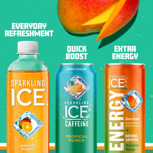 17 oz (Pack 12) Sparkling Ice, Orange Mango Sparkling Water, Zero Sugar Flavored Water, with Vitamins and Antioxidants