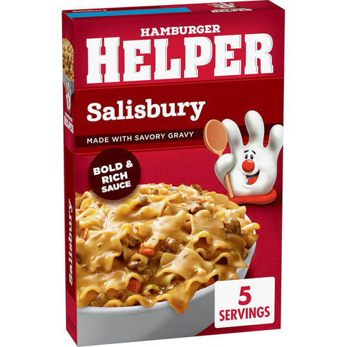 (6.2 oz 12 Pack) 3 Hamburger Helper Salisbury Pasta Meal - No Artificial Flavors, Ready in Easy Steps, Quick Meals