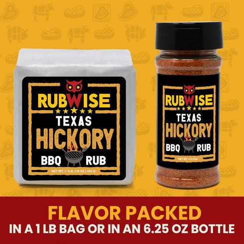 RubWise Texas Style BBQ Hickory Rub (1lb) | Meat Seasoning Spice & Dry Rub for Smoking and Grilling | Brisket Rub for