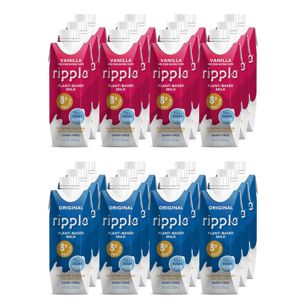 Ripple Vegan 8 oz Dairy-Free Milk, Vanilla (12 Pack) & Ripple Vegan