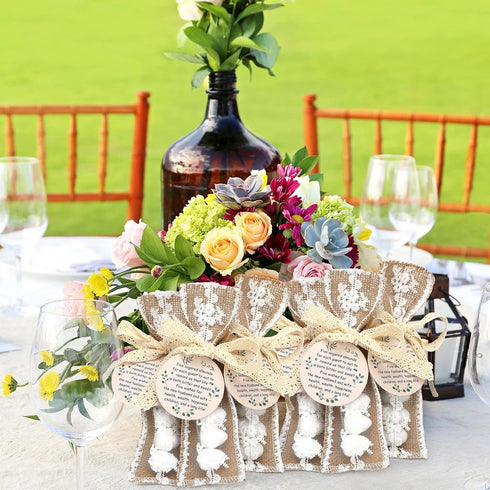60 Set Packaging Woanger Wedding Almond Candy Favors for Guests Include Lace and Greeting Card bridal Souvenirs