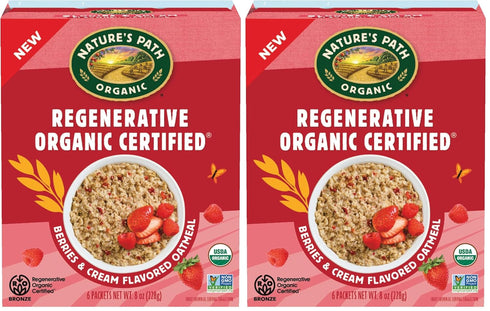 Nature's Path Organic Regenerative Organic Certified Berries & Cream Instant Oatmeal, 8