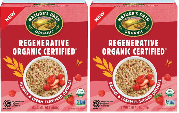 Nature's Path Organic Regenerative Organic Certified Berries & Cream Instant Oatmeal, 8