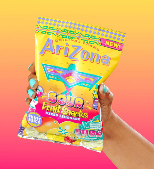 5 (Pack 12) Gummy AriZona Sour Lemonade Fruit Snacks - NEW - Ounce Bags of - Gluten Free - Chews