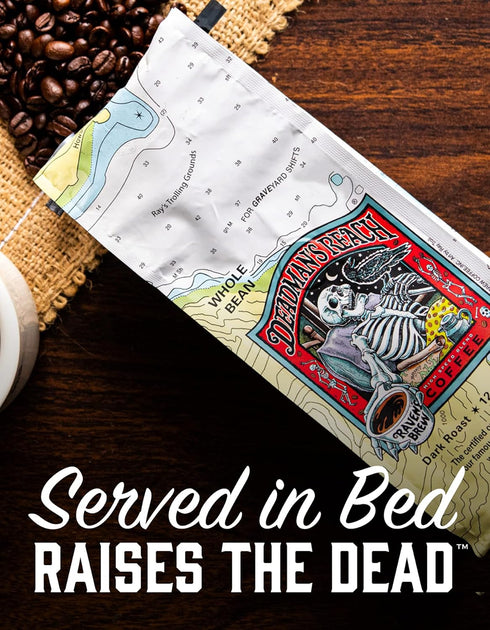2-pack 12oz Raven's Brew Coffee High Caffeine Coffee Dark Roast Whole Bean Deadman's Reach