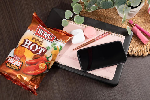 1 (Pack 36 Herr's Red Hot Potato Chips, Ounce of Bags) Crispy and Fiery Potato Chips Perfect for Snack Lovers Who Like