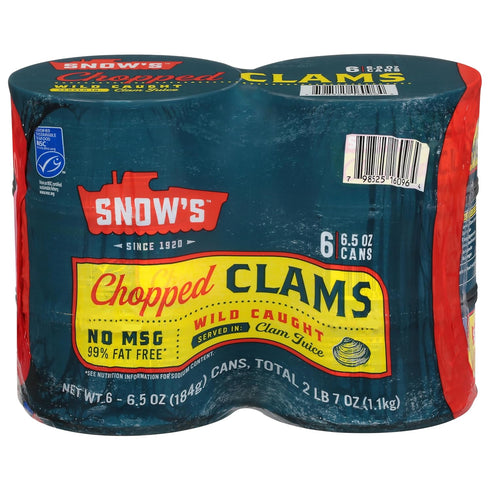 Snow's Wild Caught Chopped Clams Canned, 6.5 oz Can (Pack of 6)