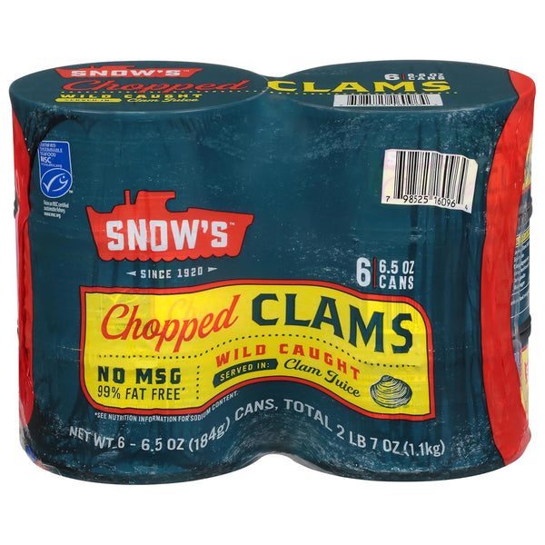 Snow's Wild Caught Chopped Clams Canned, 6.5 oz Can (Pack of 6)