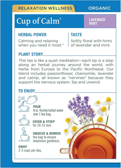 16 Traditional Medicinals Organic Cup of Calm Herbal Tea, ct