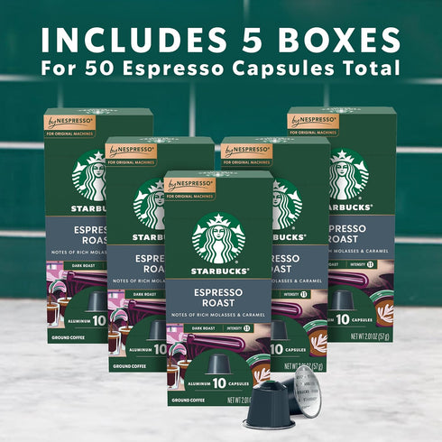 50-count Starbucks by Nespresso Original Line Dark Roast Espresso, Espresso Pods