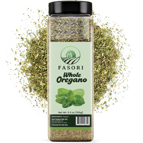 5.5 oz (156 Fasori Oregano Whole Leaves g) Premium Dried Oregano, Aromatic Mediterranean Herb for Italian Cooking
