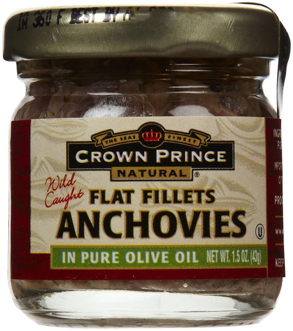Crown Prince Flat Anchovies, In Oil, 1.5 oz