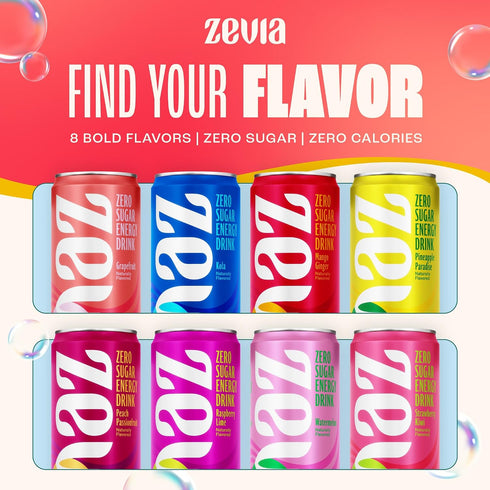Drink,Grapefruit,12 oz Verified,Gluten-Free,Vegan,(Pack 24) Zevia Zero Sugar Energy Cans Naturally Sweetened,Non-GMO