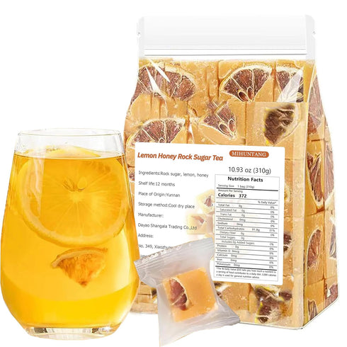 MIHUNTANG Rock Sugar Lemon Tea Lemon Honey Rock Candy 10.93oz /310g Yellow Lump