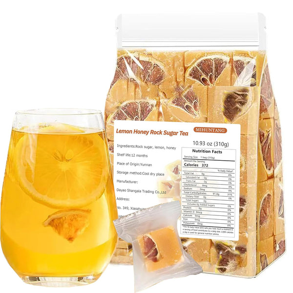 MIHUNTANG Rock Sugar Lemon Tea Lemon Honey Rock Candy 10.93oz /310g Yellow Lump