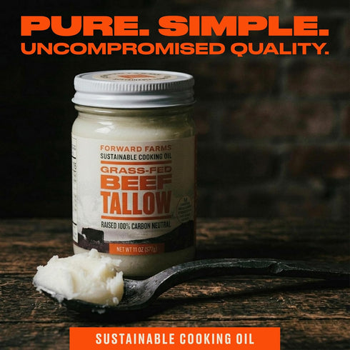 100% Whole30 11 oz (2 Pack) Forward Farms Carbon Neutral Raised Grass-Fed & Grass-Finished Beef Tallow | Premium Pure