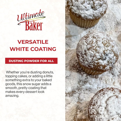 (8oz) Ultimate Baker Vegan Non-Melting White Donut Sugar - All Natural Snow Sugar for Dusting Donuts, Icing & Baking
