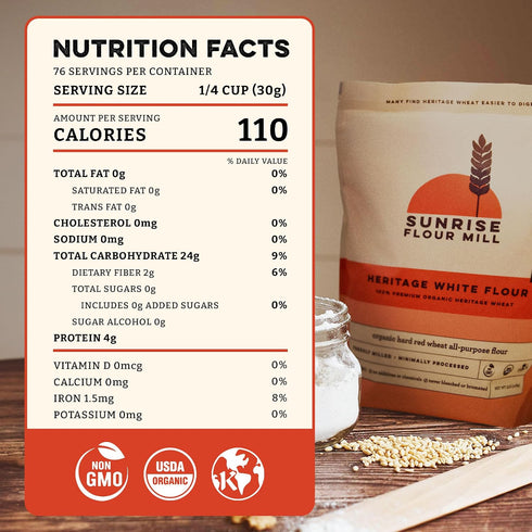 (80 (Pack 2)) Sunrise Flour Mill Heritage Organic White Flour & Whole Wheat Pastry Flour Ounce of - Non-GMO, Kosher