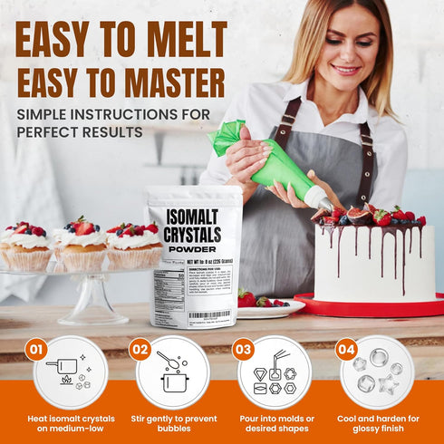 8 oz Isomalt Crystals Sugar Substitute Powder for Baking and Decorating Clear and Ready to Use Bulk Size By Fit Lane