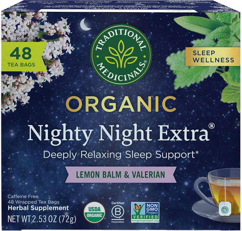 Traditional Medicinals Organic Nighty Night Extra Tea With Valerian Root for Relaxation,