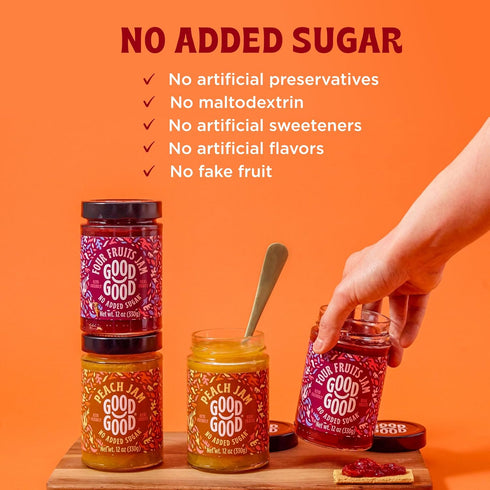 12oz 330g (Pack 1) GOOD GOOD Four Fruits Jam - No Added Sugar - Low Calorie - Gluten Free and Vegan - Diabetic and Keto