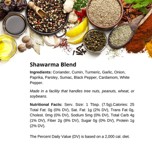 Premium Shawarma Spice Seasoning by Spice + Leaf 3.5 Oz Kosher Vegan Preservative Free Spice Blend