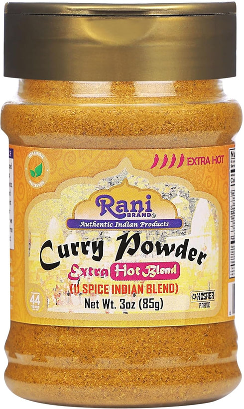 Rani Curry Powder EXTRA HOT (11-Spice Indian Blend) 3oz (85g) PET Jar - All Natural, Vegan, Gluten Friendly, Kosher