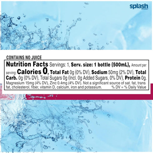 16.9 Oz (24 Count) SPLASH REFRESHER Wild Berry Flavor Water Beverage, Fl Plastic Bottles