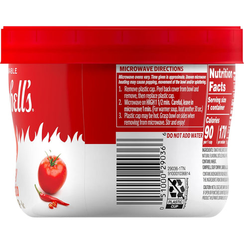 15.4 oz (8 Pack) Campbells Spicy Tomato Soup, Microwavable Bowl