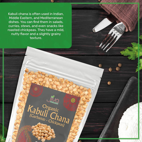 2 LB Jiva Organics Raw Chickpeas (Whole Garbanzo Beans) Bag - Gluten Free, Non GMO, Vegan