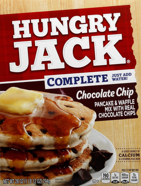 Hungry Jack Complete Chocolate Chip Pancake and Waffle Mix, 28 Ounce (Pack